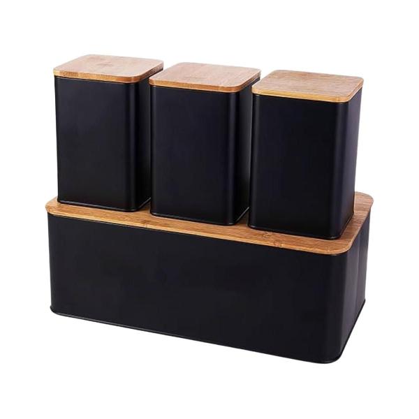 Imagem de Conjunto Porta Pão Bambu Black C/3 Potes Bh23352