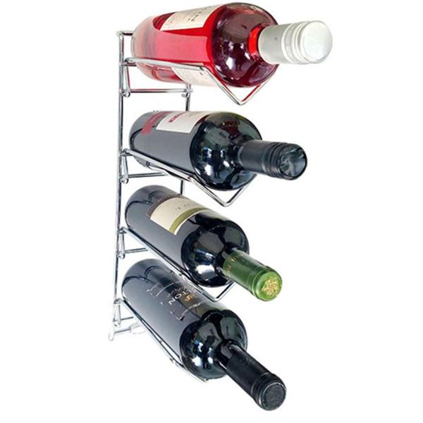 Imagem de Conjunto Portas Taças 42cm e Suporte Adega de Parede para Garrafa de Vinho Duler Cromado