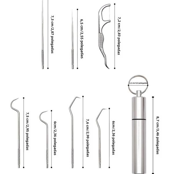 Imagem de Conjunto Portátil de Palitos de Dente de Aço Inoxidável - Reutilizável e Higiênico