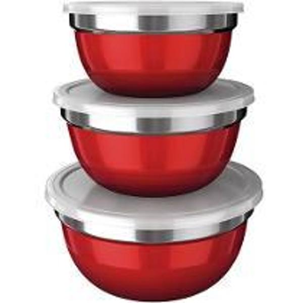 Imagem de Conjunto Potes C Bowls Colors Inox Vermelho 3 Peças - Yangzi