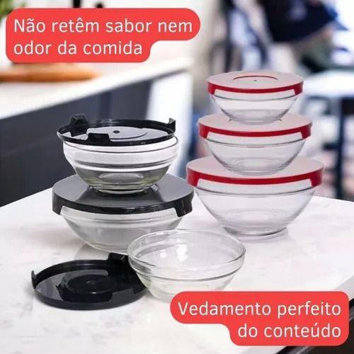 Imagem de Conjunto Potes de Vidro 5 Peças tigela para alimentos cozinha