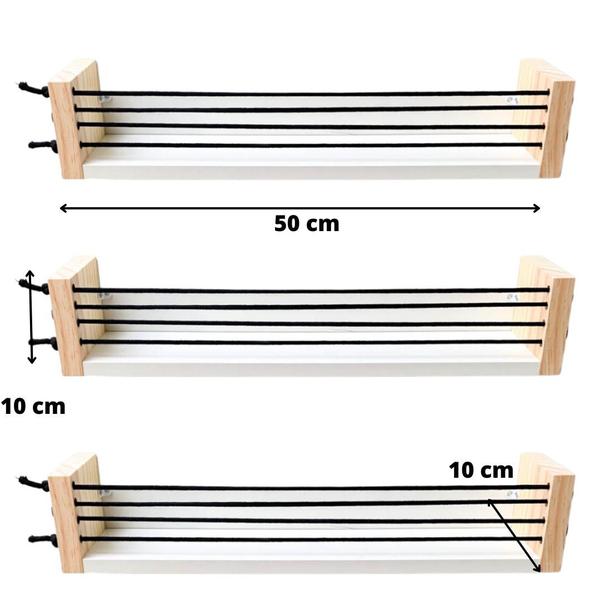 Imagem de Conjunto Prateleira Infantil de Madeira para Livros e Decoração - Tricomix Duo  Preta 50x10cm