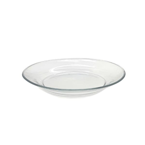 Imagem de Conjunto Pratos Vidro Transparente Fundo Liso 22 cm Almoço Jantar Mesa Resistente Cozinha 6 Peças