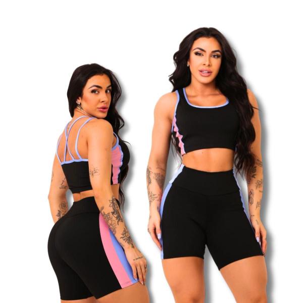 Imagem de Conjunto Premium Academia Top e Short Feminino Fitness UV50+