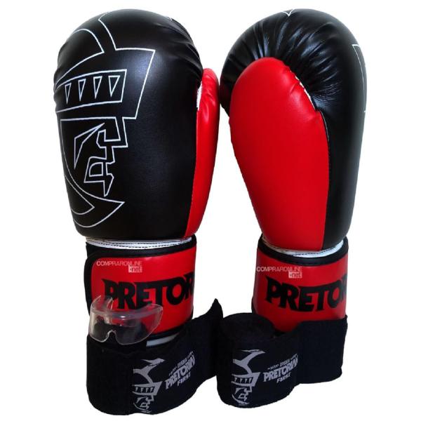 Imagem de Conjunto Pretorian Luva De Boxe/Mauy Thai First-Preto/Vermelho-Tam 14 Oz