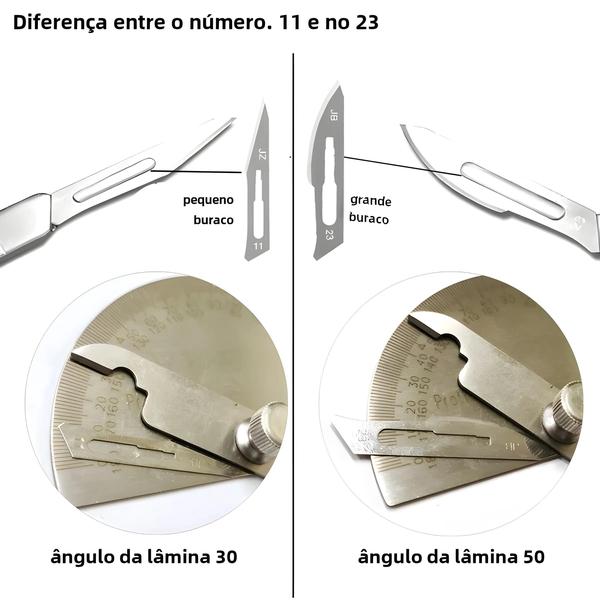 Imagem de Conjunto Profissional de Bisturis de Aço Carbono - Lâminas com Cabo Cirúrgico (11 e 23)