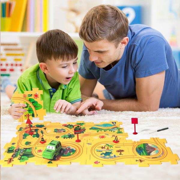 Imagem de Conjunto Puzzle Track Car Play Set XAZASTOV Dinosaur para crianças de 3 a 6 anos