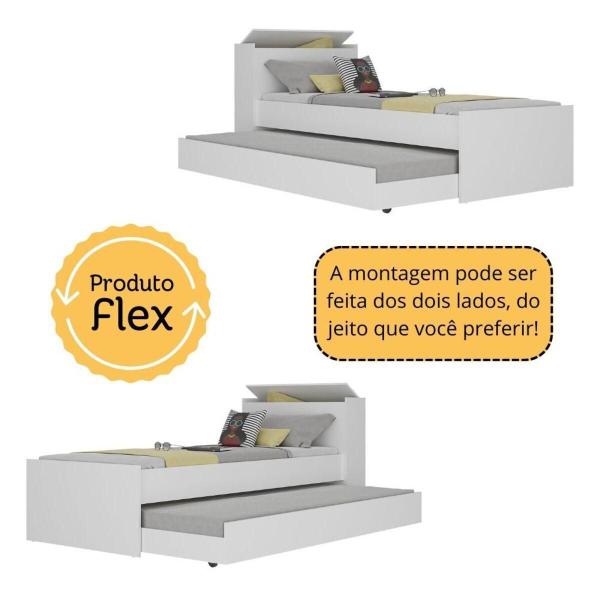 Imagem de Conjunto Quarto Bicama com Colchão e Baú/Mesa de Cabeceira Suspensa Multimóveis MP4221