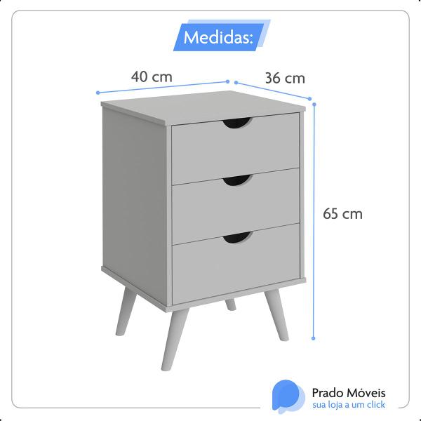 Imagem de Conjunto Quarto Casal Cabeceira 1.60cm e 2 Mesas De Cabeceira Grecia Plus 3 Gavetas