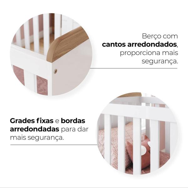 Imagem de Conjunto Quarto de Bebê Berço 2 em 1 e Guarda-roupa Yuri Branco/Jequitibá HP