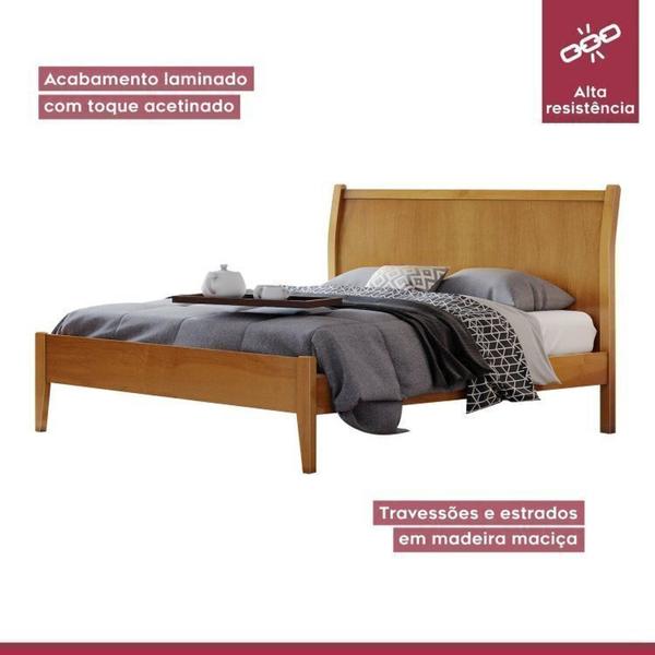 Imagem de Conjunto Quarto de Casal Cama 140cm e Cômoda 5 Gavetas com Sapateiras Amêndoa Mel