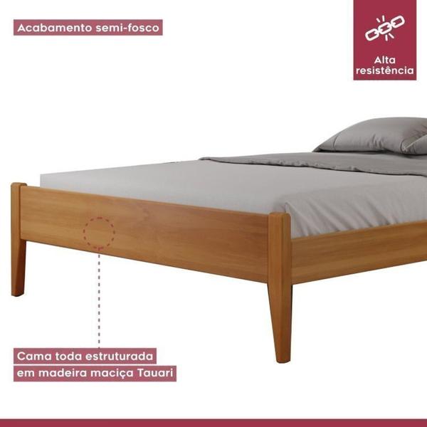 Imagem de Conjunto Quarto de Casal Cama em Madeira Maciça e Cômoda 5 Gavetas com Sapateira Unique Amêndoa Mel