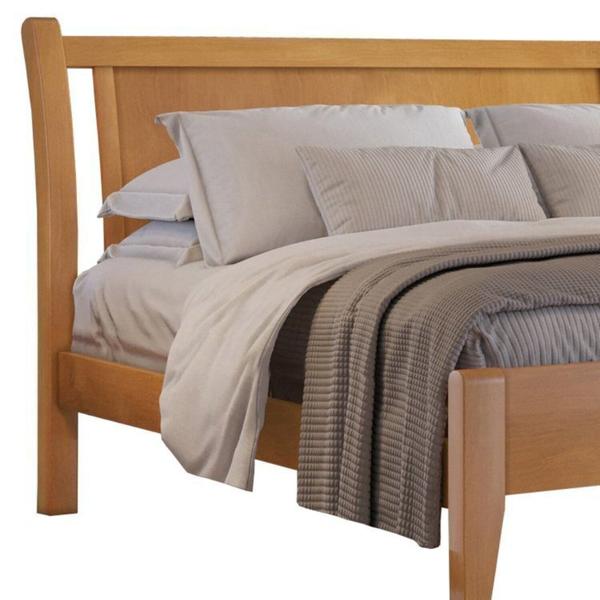 Imagem de Conjunto Quarto de Casal Cama Madeira Maciça de 140cm e 2 Mesas de Cabeceira 3 Gavetas Unique Amêndoa Mel