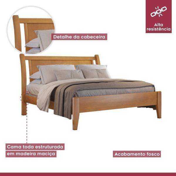 Imagem de Conjunto Quarto de Casal Cama Queen Madeira Maciça e Cômoda com 5 Gavetas e Sapateira Rattan Unique Amêndoa Mel