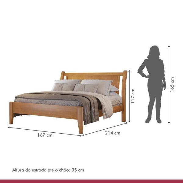 Imagem de Conjunto Quarto de Casal Cama Queen Madeira Maciça e Cômoda com 5 Gavetas e Sapateira Rattan Unique Amêndoa Mel