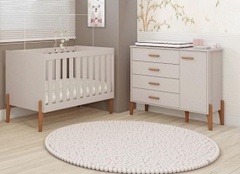 Imagem de Conjunto Quarto Infantil Iris 100% MDF- Com Berço Mini Cama e Comoda Sistema Antitombamento - Moveis Estrela