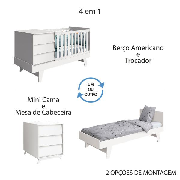 Imagem de Conjunto Quarto Prince Berço Americano Multifuncional 4 em 1 e Guarda Roupa 2 Portas de Correr Areia Fosco/ Savana Fosco - Reller