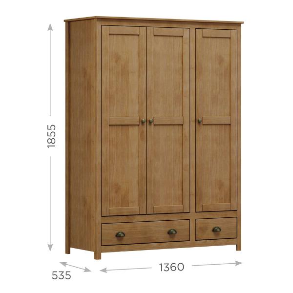 Imagem de Conjunto Quarto Topázio Freijó: Guarda-Roupa Casal 3 Portas, Escrivaninha, Cômoda 4 Gavetas Madeira Pinus - Finestra