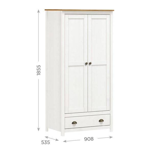 Imagem de Conjunto Quarto Topázio: Guarda-Roupa Casal 2 Portas, Escrivaninha 2 Gavetas Madeira Pinus  Branco/Freijó- Finestra