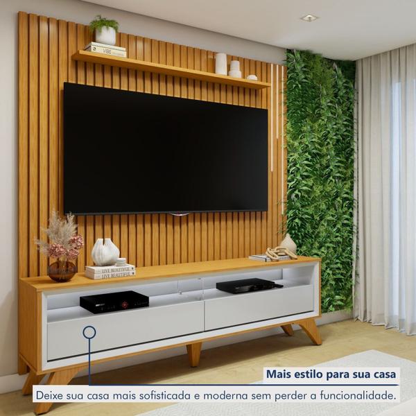 Imagem de Conjunto Rack Áustria 180cm com Painel Ripado com Led para Tv de até 75 Polegadas Paris