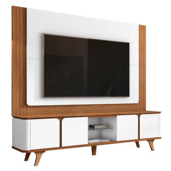 Imagem de Conjunto Rack e Painel para TVs de 60" Burke Cedro Branco