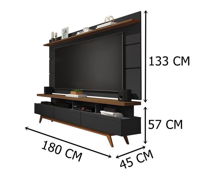 Imagem de Conjunto Rack E Painel Vivare 1.8 Wood E Buffet Celta Black/Freijó - Germai Móveis