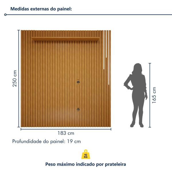 Imagem de Conjunto Rack Gaia 180cm com Painel Ripado com Led para Tv de até 75 Polegadas com Led Paris