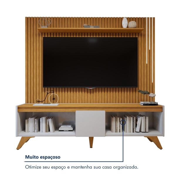 Imagem de Conjunto Rack Grécia 220cm com Painel Ripado com Led para Tv de até 75 Polegadas com Led Paris