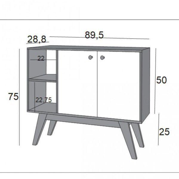 Imagem de Conjunto Rack para TV até 48 Polegadas 2 Portas e Aparador 2 Portas 1 Prateleira Bora Estilare