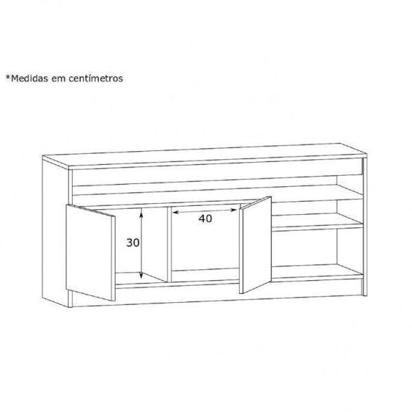 Imagem de Conjunto Rack para TV até 48 Polegadas 2 Portas e Aparador Multiuso 2 Portas Conan Espresso Estilare