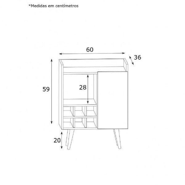 Imagem de Conjunto Rack para TV até 48 Polegadas 2 Portas e Bar com Adega para 6 Garrafas 1 PrateleiraEstilare