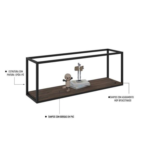 Imagem de Conjunto Rack para TV até 50 Polegadas 1 Nicho Aéreo 1 Estante Estilo Industrial Active Yescasa