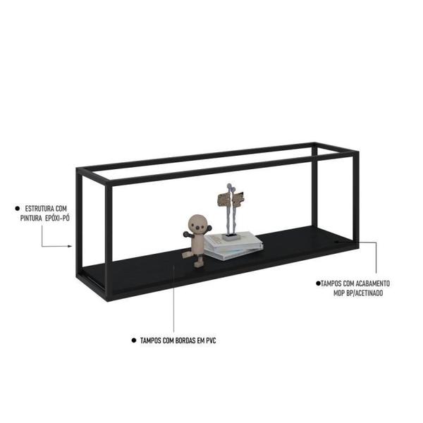 Imagem de Conjunto Rack para TV até 50 Polegadas 1 Nicho Aéreo 2 Estante Estilo Industrial Active Yescasa