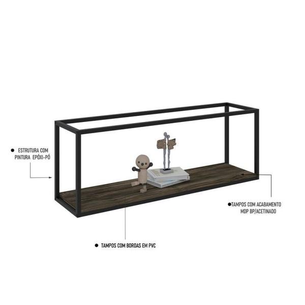 Imagem de Conjunto Rack para TV até 50 Polegadas 1 Nicho Aéreo Estilo Industrial Active Yescasa