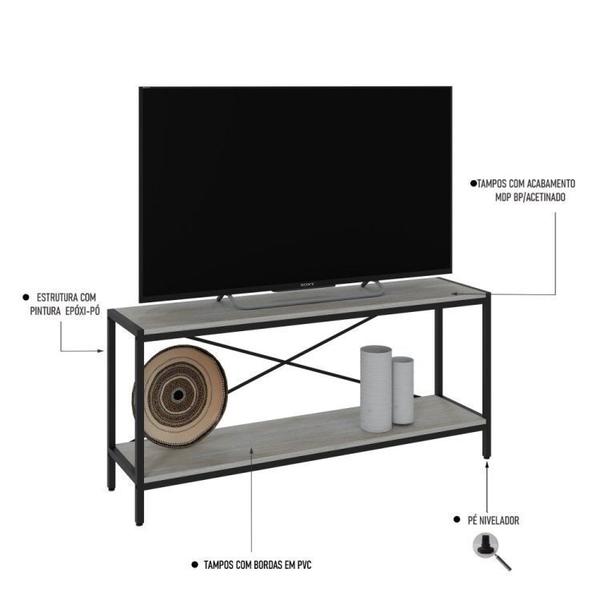 Imagem de Conjunto Rack para TV até 50 Polegadas Estante 5 Prateleiras Estilo Industrial Active Yescasa