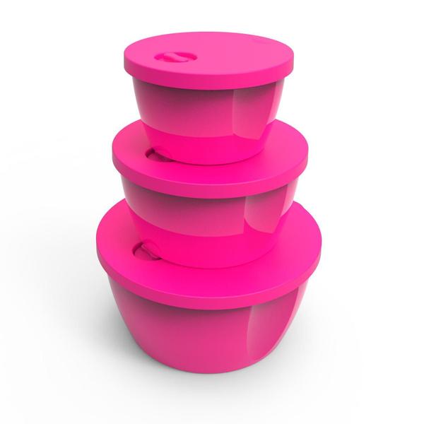 Imagem de Conjunto Redondo Pmg 1,0 Lt, 600Ml, 350Ml Rosa Fluorescente