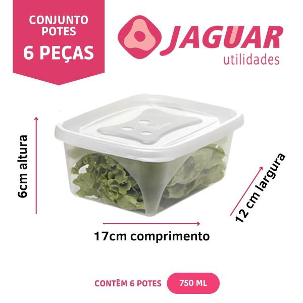 Imagem de Conjunto Retangular 6 Peças 750ml Multiuso Natural Jaguar