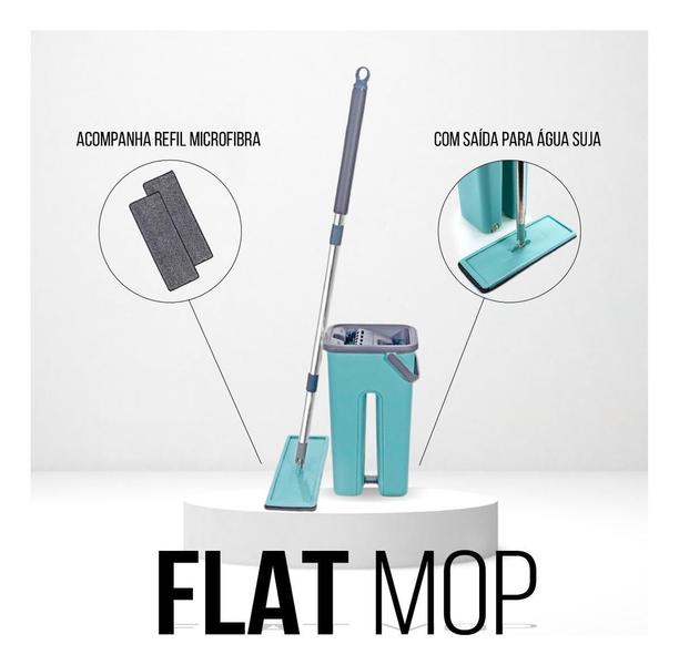 Imagem de Conjunto Rodo Flat Mop Balde Lava e Seca 2 Refil 2L - Verde