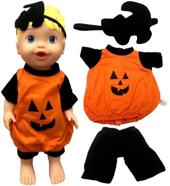 Imagem de Conjunto Roupinha E Acessório Boneca Bebê Little Mommy Mattel - Fantasia Abóbora Halloween - Pupee