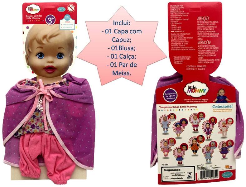 Imagem de Conjunto Roupinha E Acessório Para Boneca Bebê Little Mommy Mattel Capa Blusa Calça E Meias - Pupee