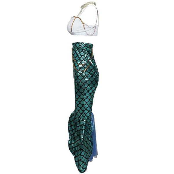 Imagem de Conjunto Saia e Top Fantasia Adulto Cosplay Halloween Carnaval Sereia Ariel Com Acessórios