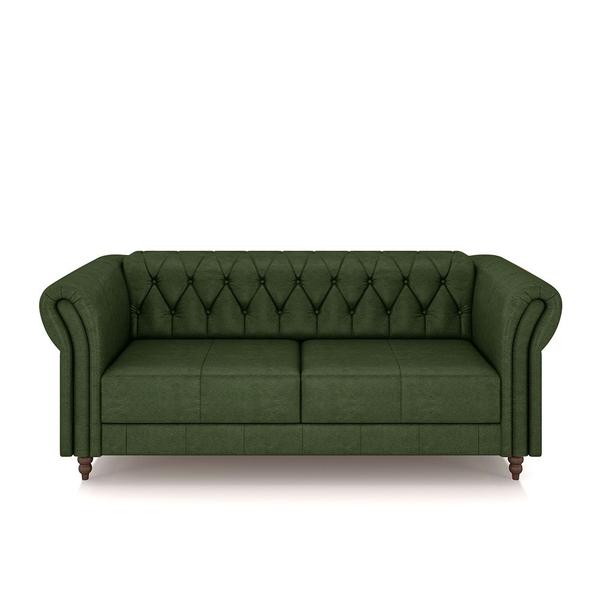 Imagem de Conjunto Sala de Estar 1 Sofá Living 180cm e 2 Poltronas Stanford Chesterfield Pés Madeira material sintético Manchado G58 - Gran Belo