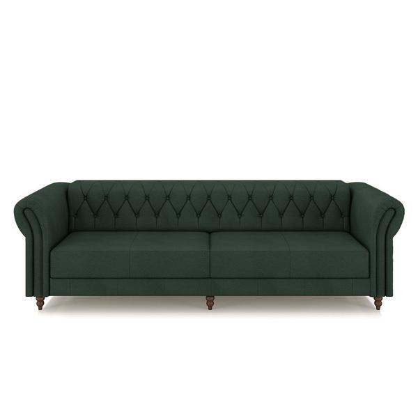 Imagem de Conjunto Sala de Estar 1 Sofá Living 240cm e 1 Poltrona Stanford Chesterfield Pés Madeira material sintético G58 - Gran Belo