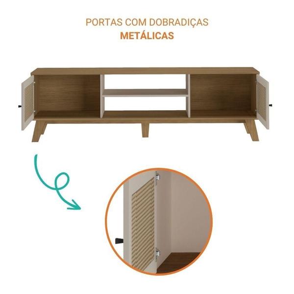 Imagem de Conjunto Sala De Estar Até 75 Polegadas Com Rack E Mesa De Centro Charlotte Artely Off White/Carvalho