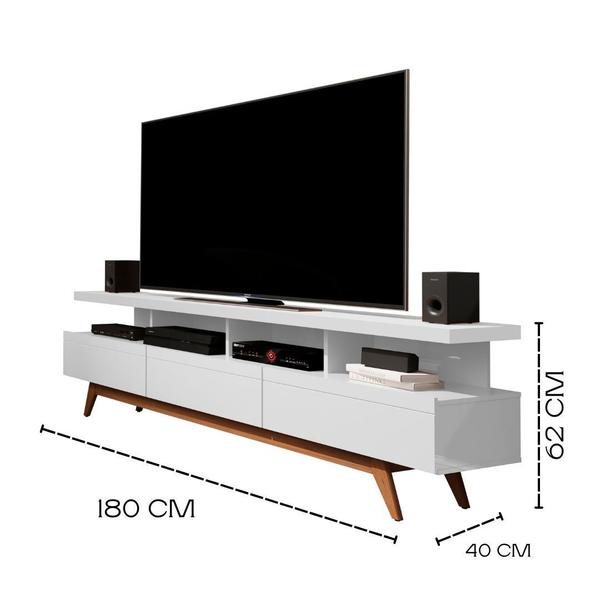 Imagem de Conjunto Sala De Estar Mesa de Centro e Canto Freijo + Rack Vivare Wood 1.8 Branco