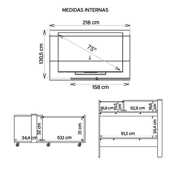 Imagem de Conjunto Sala De Estar Painel Mesa Aparador Malha Caemmun