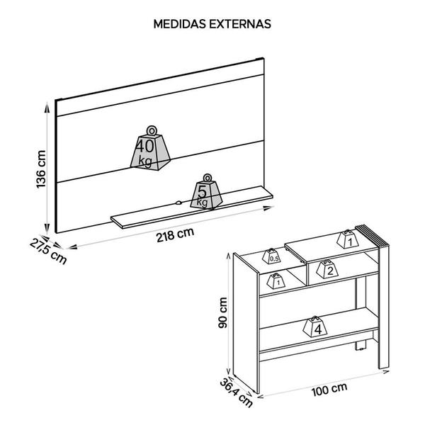 Imagem de Conjunto Sala de Estar Painel Para TV Aparador Malha Caemmun