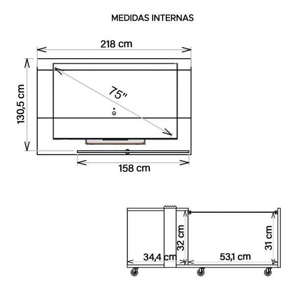 Imagem de Conjunto Sala De Estar Painel Para TV Com Mesa Malha Caemmun