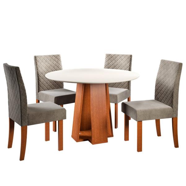 Imagem de Conjunto Sala de Jantar 1 Mesa Redonda com 4 Cadeiras Beatriz Espresso Móveis