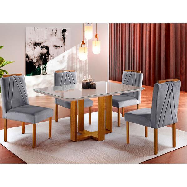 Conjunto Sala de Jantar 4 Lugares em Madeira Maciça Mesa Lisy e Cadeiras Veludo Móveis Mun... Conjunto Sala de Jantar 4 Lugares em Madeira Maciça Mesa Lisy e Cadeiras Veludo Móveis Mun...